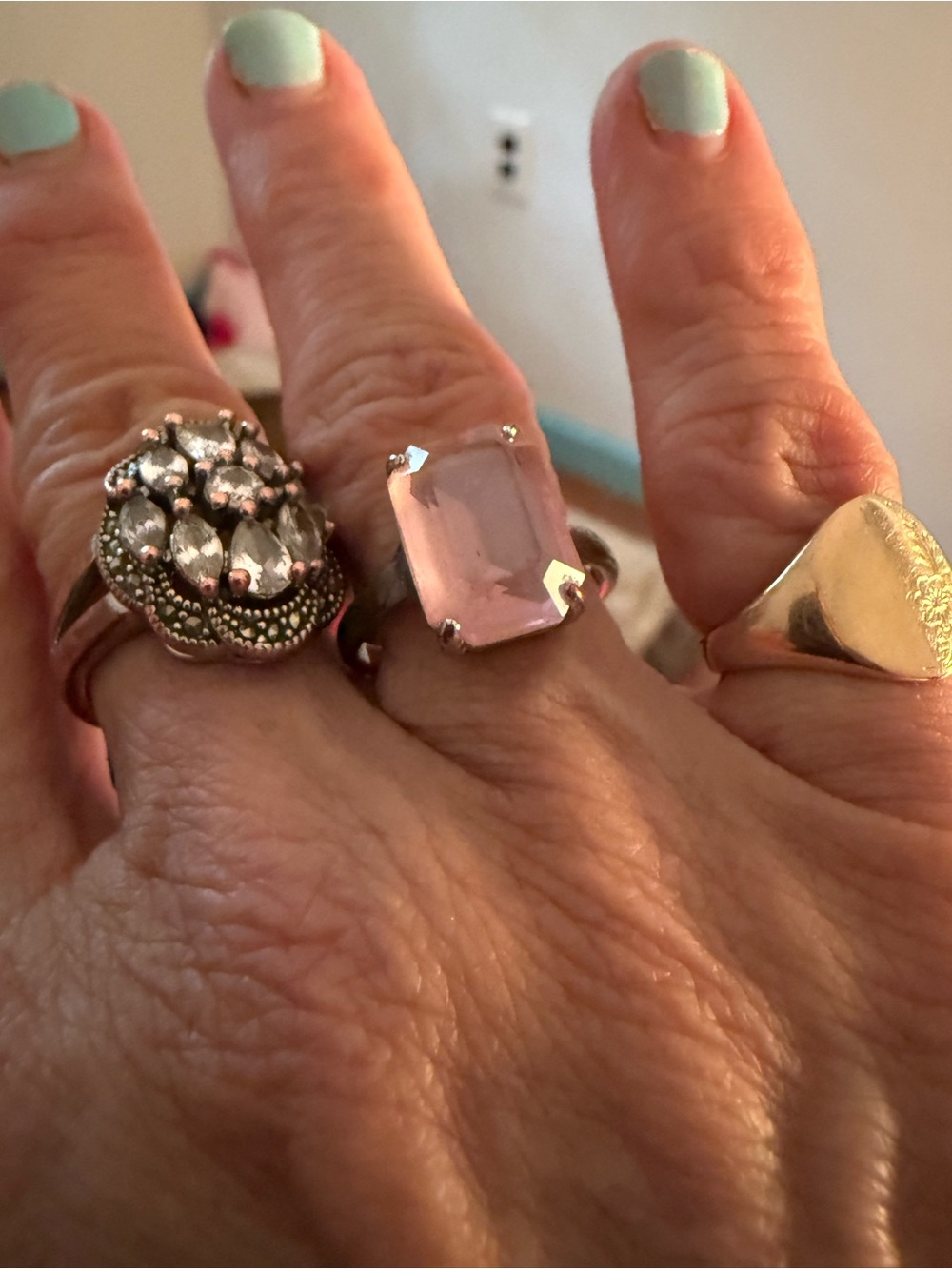 Touchstone by Swarovski Cocktail Ring with Light Pink Stone - size 7